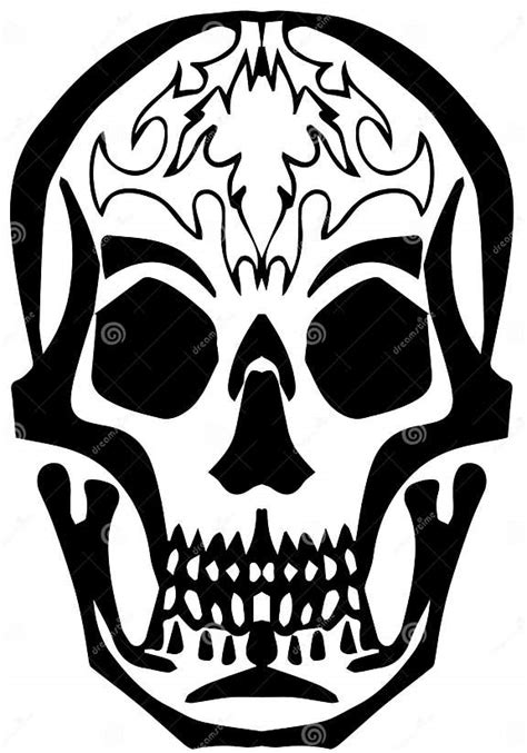 Vector Illustration Of Black Stylized Human Skull Stock Vector