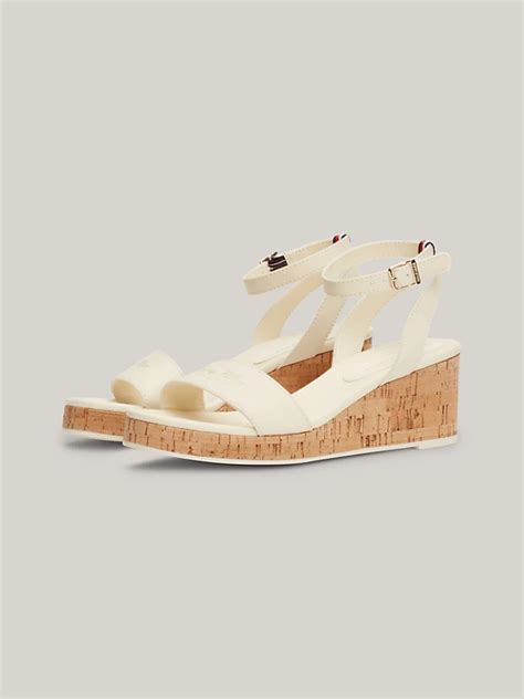 Logo Cork Wedge Heel Sandals Beige Tommy Hilfiger