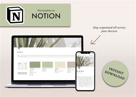 Notion Template Personal Planner All In One Notion Template Etsy De