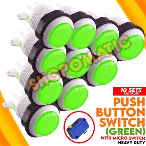 10 Sets Green Switch Push Button With Microswitch For Pisonet