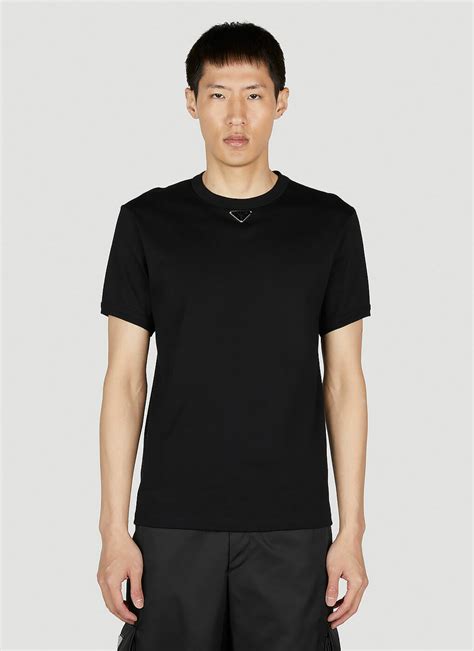 Prada Logo Plaque T Shirt Male Black Prada