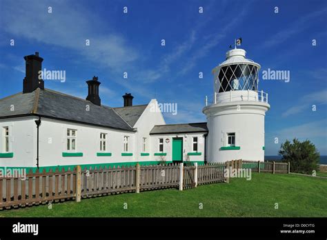 Anvil Point Lighthouse at Durlston Head on the Isle of Purbeck along ...