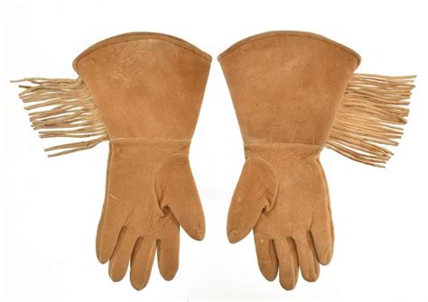 Western Fringe Beaded Leather Gauntlets