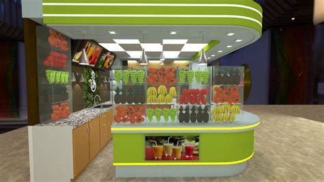 Attractive Style Fresh Fruit Juice Kiosk With Stone Countertop