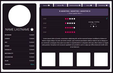 Toyhouse Character Profile Template