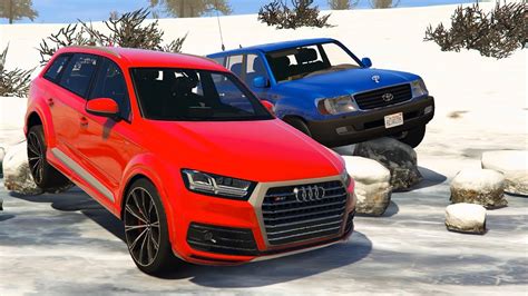 Eski ve Yeni SUV Arabalar Karlı Şehir Parkurunda Yarışıyor GTA 5