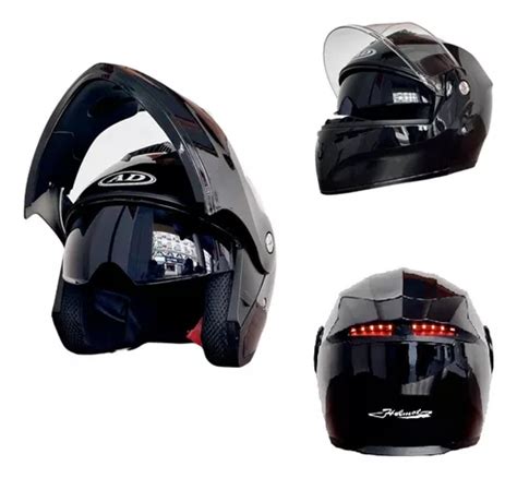 Casco Abatible Para Motociclista Con Luz Led Certificado Env O Gratis