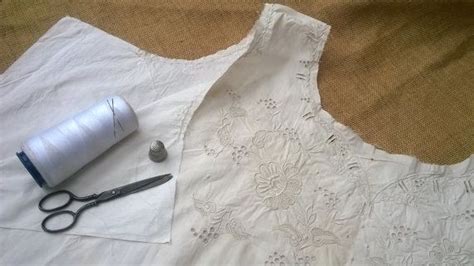 Rare Unfinished Victorian Embroidered Dress Collectible White Cotton