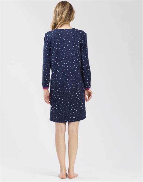 Chemise de nuit imprimée en coton élasthanne MORNING marine Lingerie le Chat