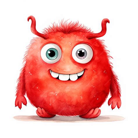 Premium Photo Cartoon Red Monster With Big Eyes And A Big Smile