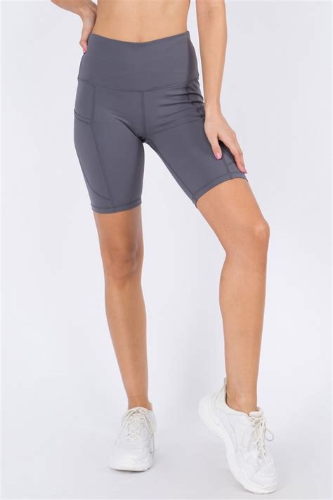 Womens Buttery Soft Activewear Biker Shorts With Pockets 8 Inseam