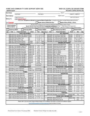 Fillable Online North East Wound Care Medical Supplies Order Form