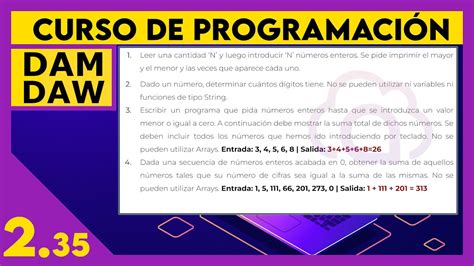 JAVA Ejercicios de iniciación resueltos DAM DAW YouTube