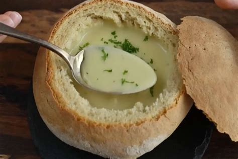 Austrian Garlic Soup Recipe - Homemade Bread Bowl Comfort