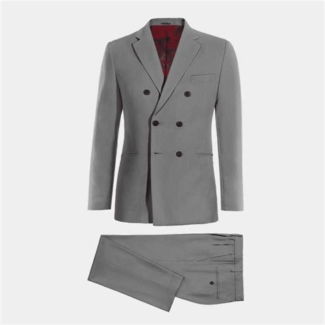 Light Grey 6 Buttons Double Breasted Suit