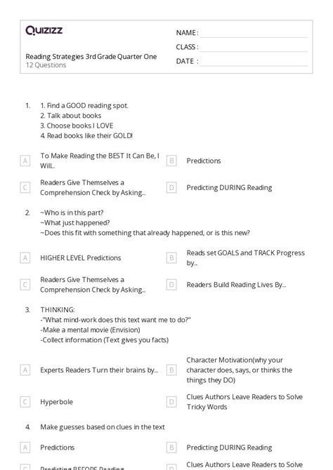 50 Reading Comprehension Strategies Worksheets On Quizizz Free