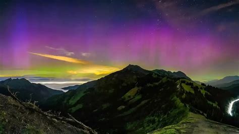 Northern Lights Appear As Ocean Glows Blue From Bioluminescence