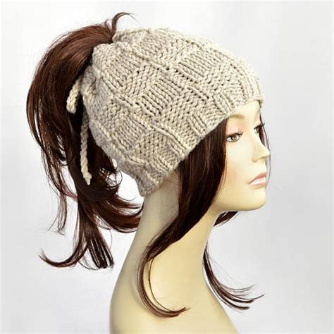 Knitted Ponytail Hat Ponytail Hat Pattern Ponytail Beanie Knit