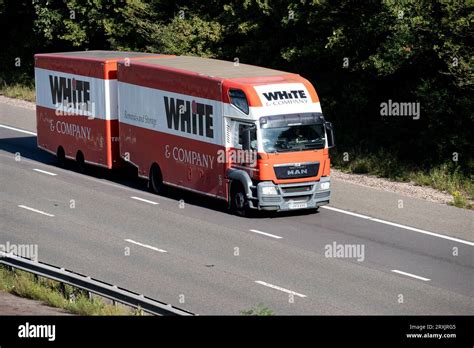 White And Company Lorry On The M Motorway Warwickshire Uk Stock