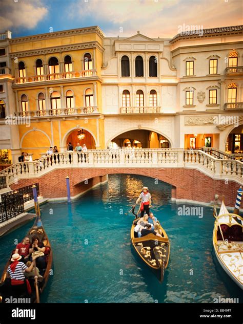 Gondolas at the The Venetian hotel and casino in Las Vegas, Nevada ...