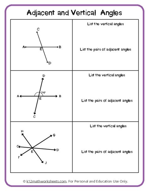 Complementary Supplementary Vertical And Adjacent Angles