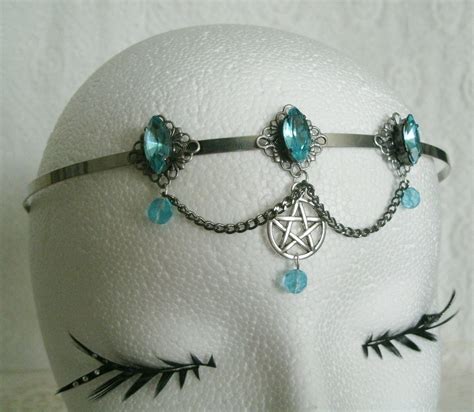 Blue Pentacle Circlet Wiccan Jewelry Pagan Jewelry Wicca Etsy