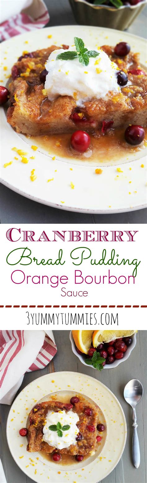 Cranberry Bread Pudding with Orange Bourbon Sauce