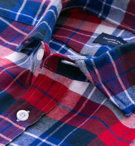 Red And Royal Blue Plaid Flannel Custom Dress Shirt By Proper Cloth