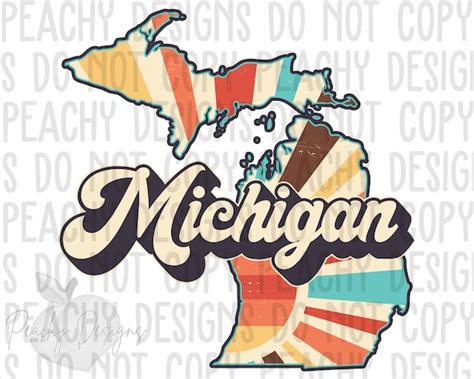 Retro Michigan Png Michigan State Png Michigan Clipart - Etsy