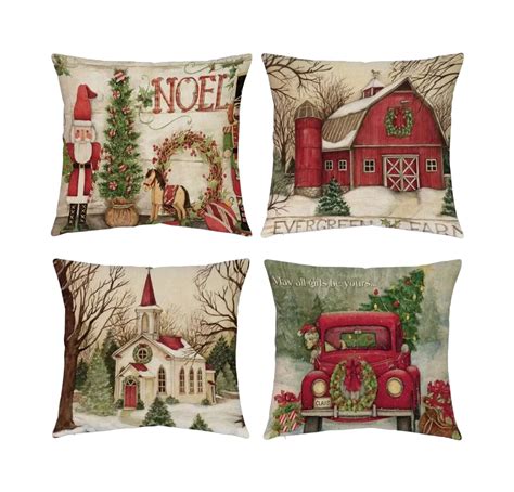 Fundas De Almohada Navide As Decoracion Papa Noel Pzs Mezcla De