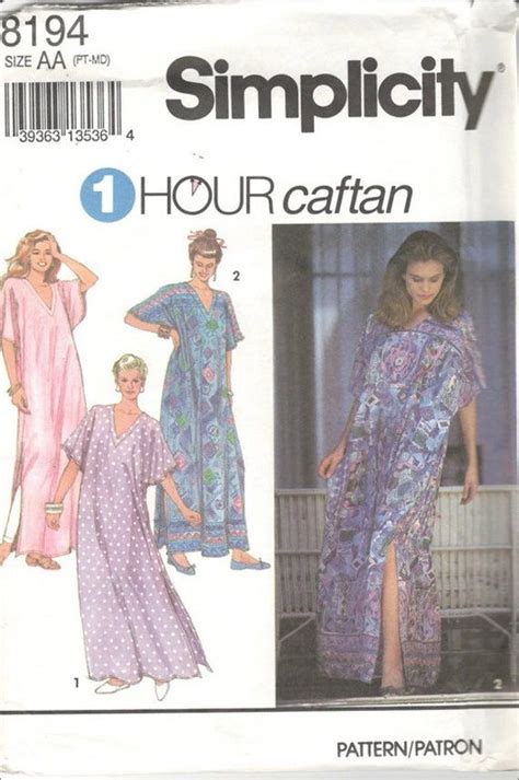 Simplicity Misses V Neck Pullover Caftan Pattern Kimono Sleeves