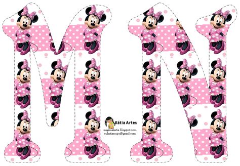 Alfabeto De Minnie En Fondo Con Lunares Blancos Y Rosa Oh My Alfabetos