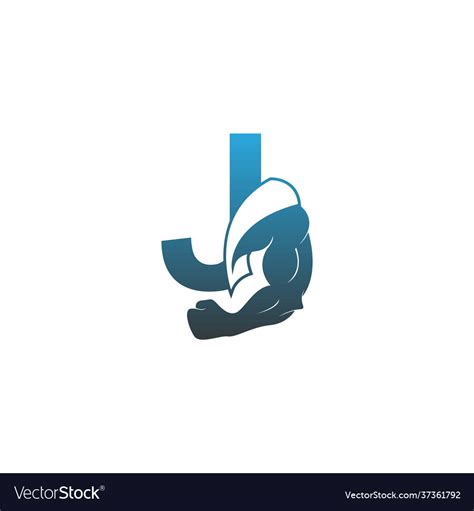 Letter J Logo Icon With Muscle Arm Design Vector Image