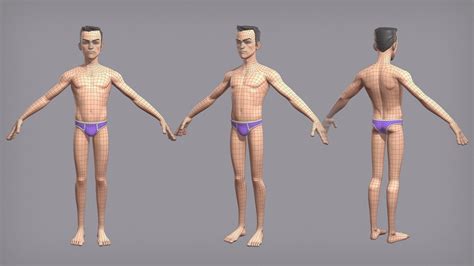 D Model Cartoon Male Character Den Base Mesh Vr Ar Low Poly Cgtrader