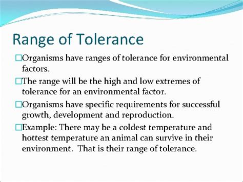 Range Of Tolerance Foss Environments Module Environmental Factors