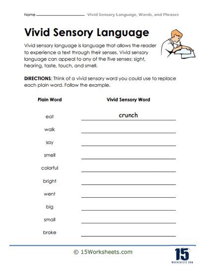 Vivid Sensory Language Worksheets - 15 Worksheets.com