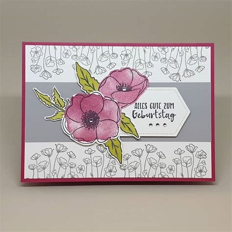 Stampin Up Painted Poppies Geburtstagskarte Glückwunschkarte