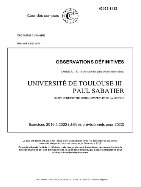 Remplissable En Ligne Observations Dfinitives Universit De Toulouse Iii