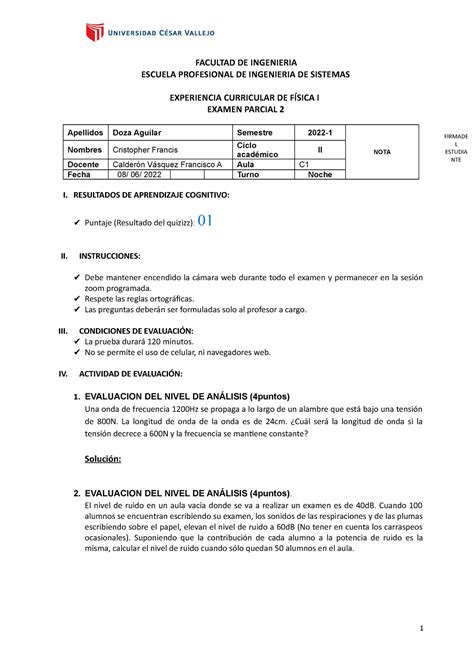 Ex Parcial C T Ucv F Sica I Facultad De Ingenieria