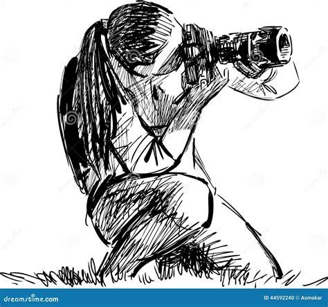 Sketch Of A Photographer Stock Vector - Image: 44592240