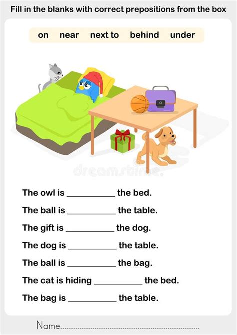 Worksheet Preposition Class 1