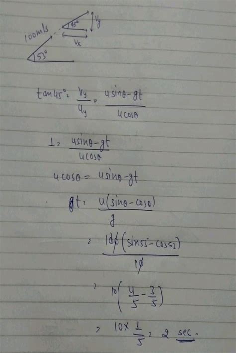 A Particle Is Projected From Horizontal Making An Angle Of Circ