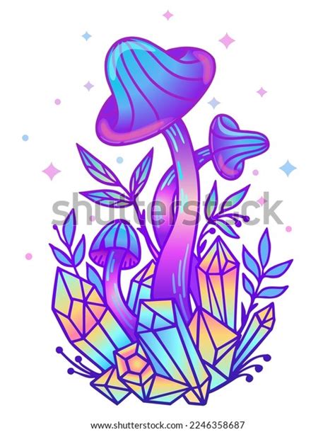 Fantasy Magic Mushrooms Crystal Magic Mushroom Stock Vector Royalty