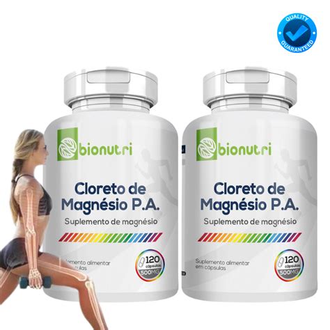 Kit 2Un Cloreto de magnesio PA 100 Puro 500mg 240Cáps Bionutri