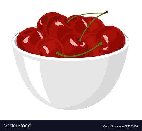 Cherry Big Pile Of Fresh Red Cherries Vector Image On Vectorstock White Bowls Red Fresh