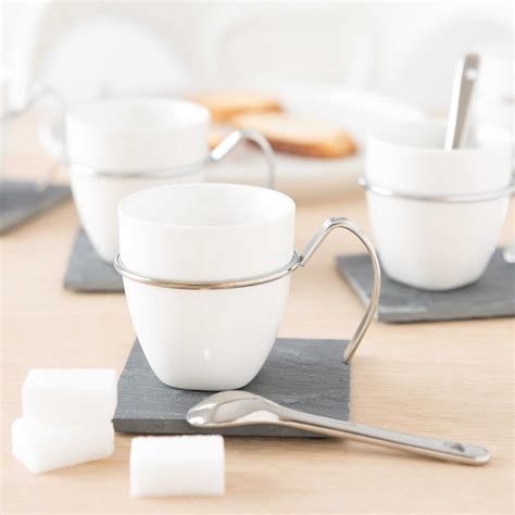 Coffret 6 tasses à café en porcelaine avec soucoupes cuillères