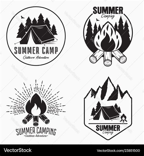 Vintage Summer Camp Logo Set Camping Badges And Vector Image