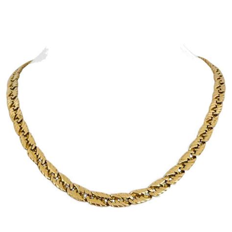 18 Karat Yellow Gold Heavy Thick Fancy Bar Link Collar Necklace Italy