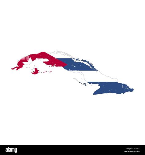 Cuba país silueta con bandera en el fondo en blanco eps Imagen Vector