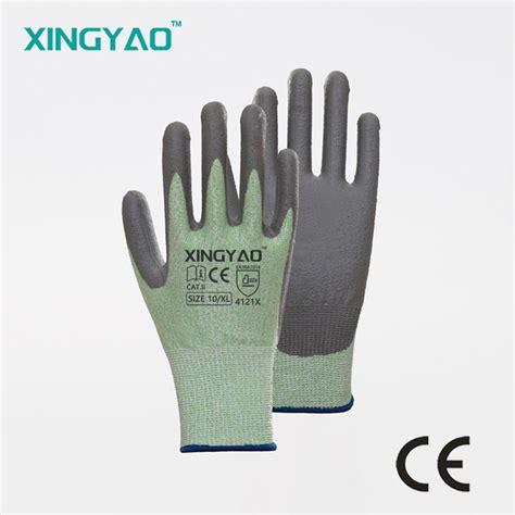 Hppe Liner PU Coated Anti Cut Resistance Level C D F Comfortable Labor